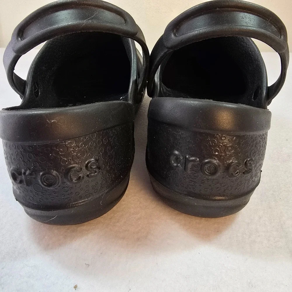 y2k Crocs Womens 11 Black Clogs Lock Slip Resistant‎ Work Food Service Kitchen